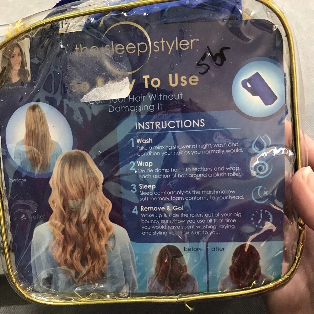 Sleep Styler Small Sm Mini 7 Count Dark Blue Soft Heat Free Roller Curler Styler
